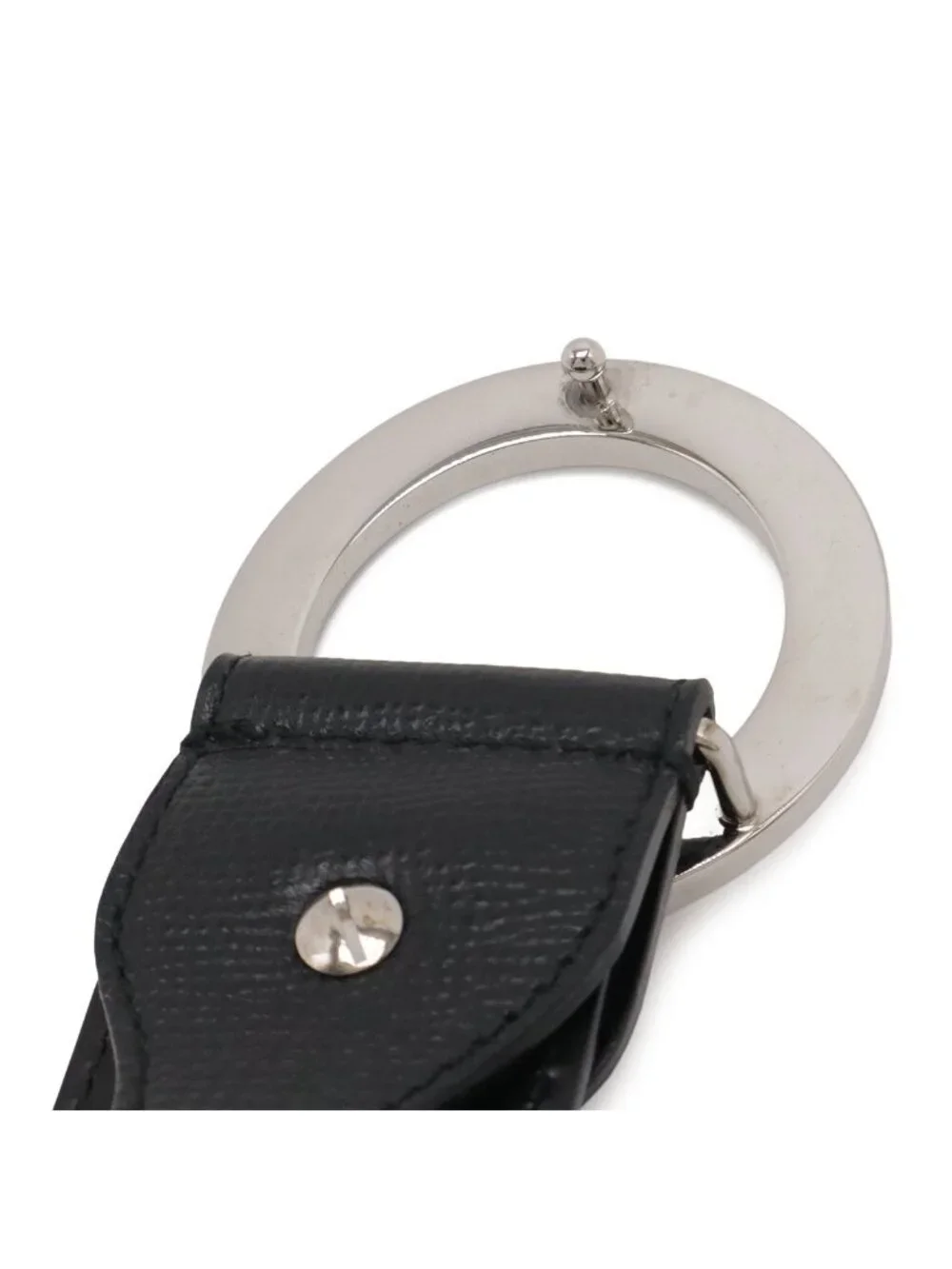 Bvlgari Belt Round Logo Buckle Gray Leather Black Silver